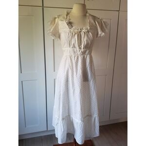 Bee Darlin Prairie Dress Womens 11 Carrot Print Long Lace 1970 Milkmaid Easter